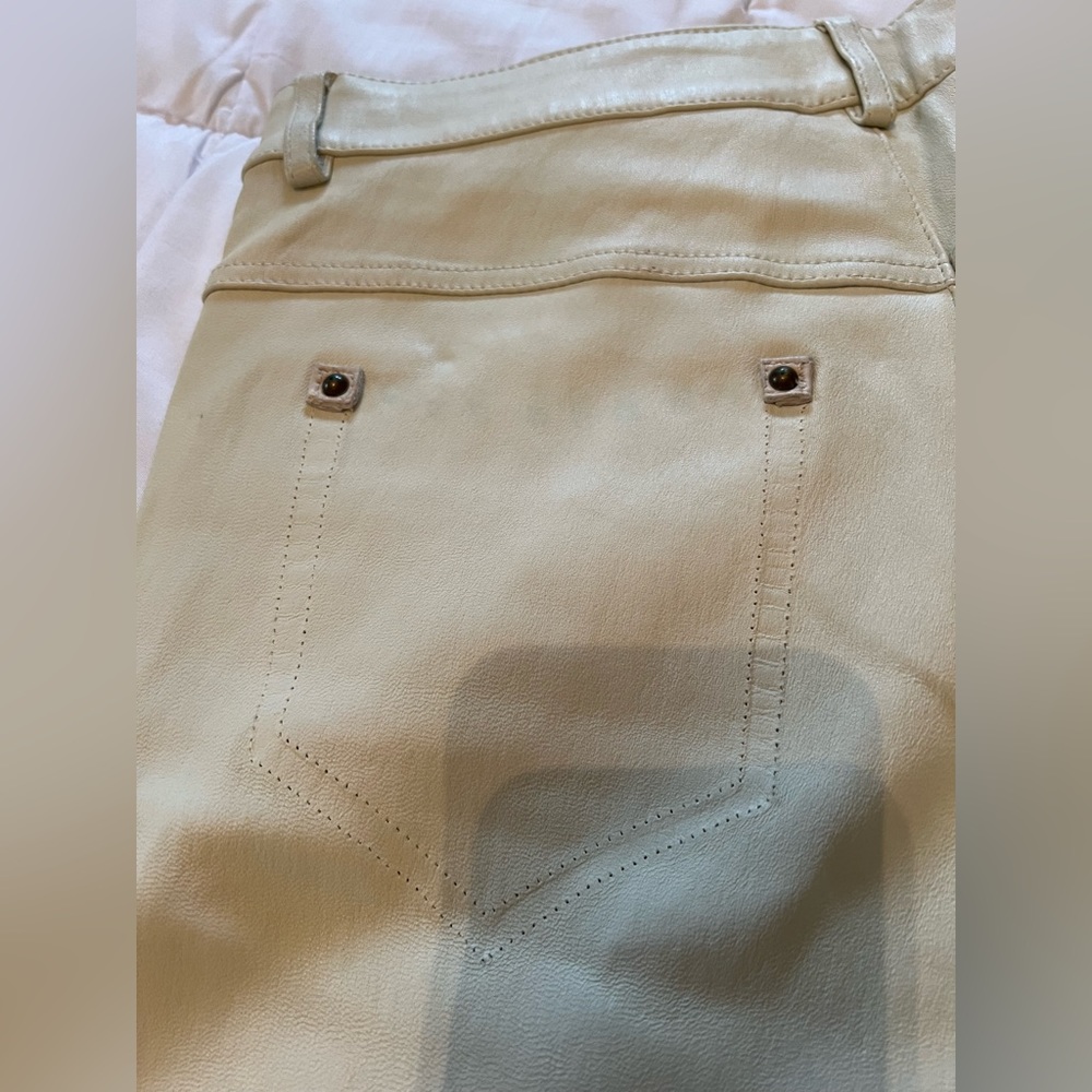 Isabel Marant Cream Leather Pant with Gold Sequin - Picture 10 of 12